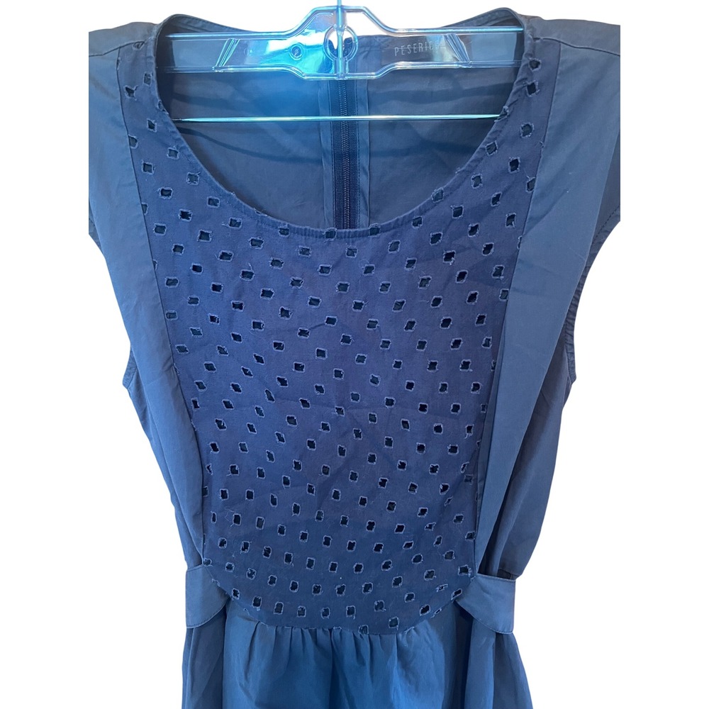 Peserico Eyelet Dress Sleeveless Tie Waist Casual Dress Cotton Italian Size 42‎ - Picture 2 of 7